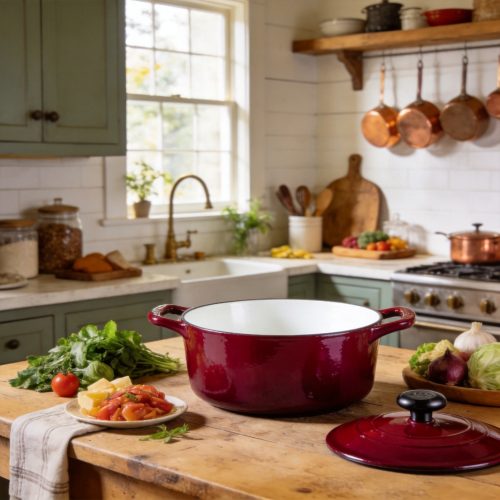 Cast Iron Enamel Dutch Oven 7.5 Quart Ruby Red